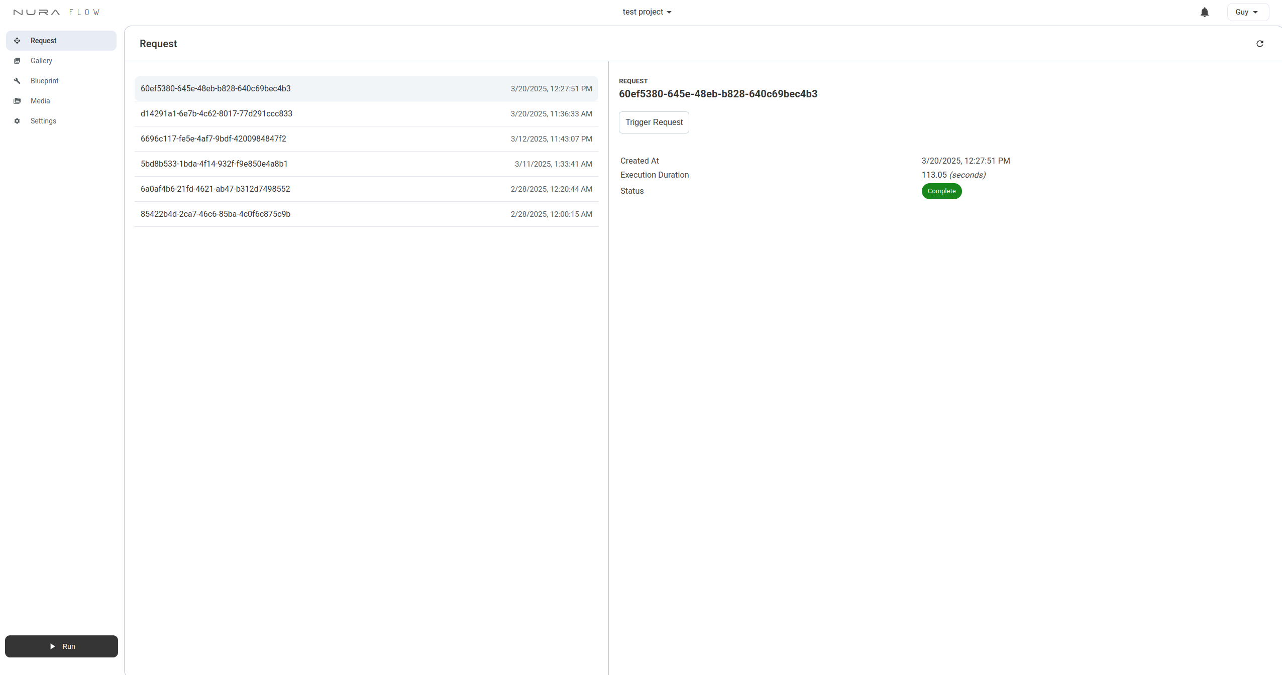 nura flow request page