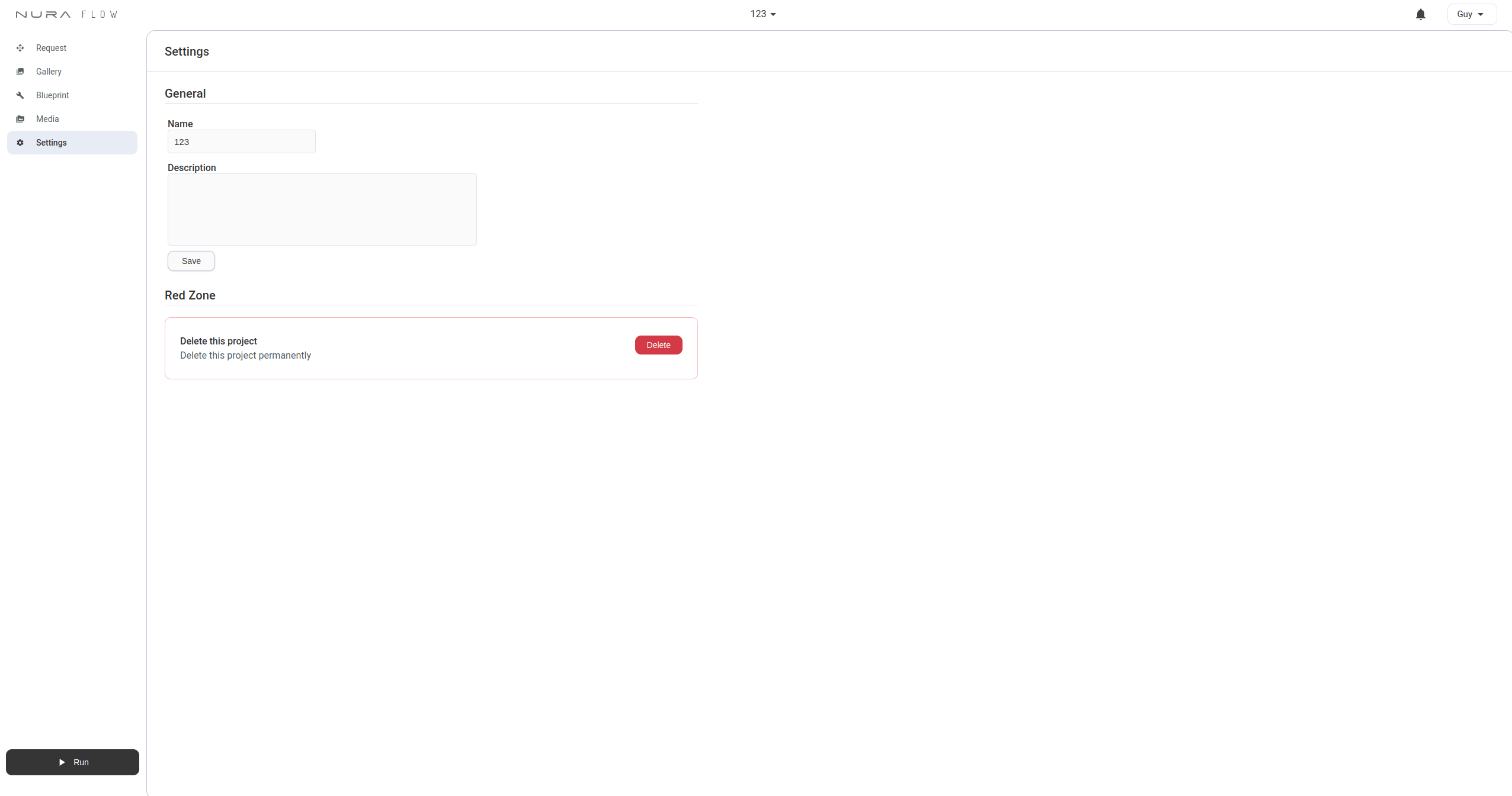 nura flow settings page